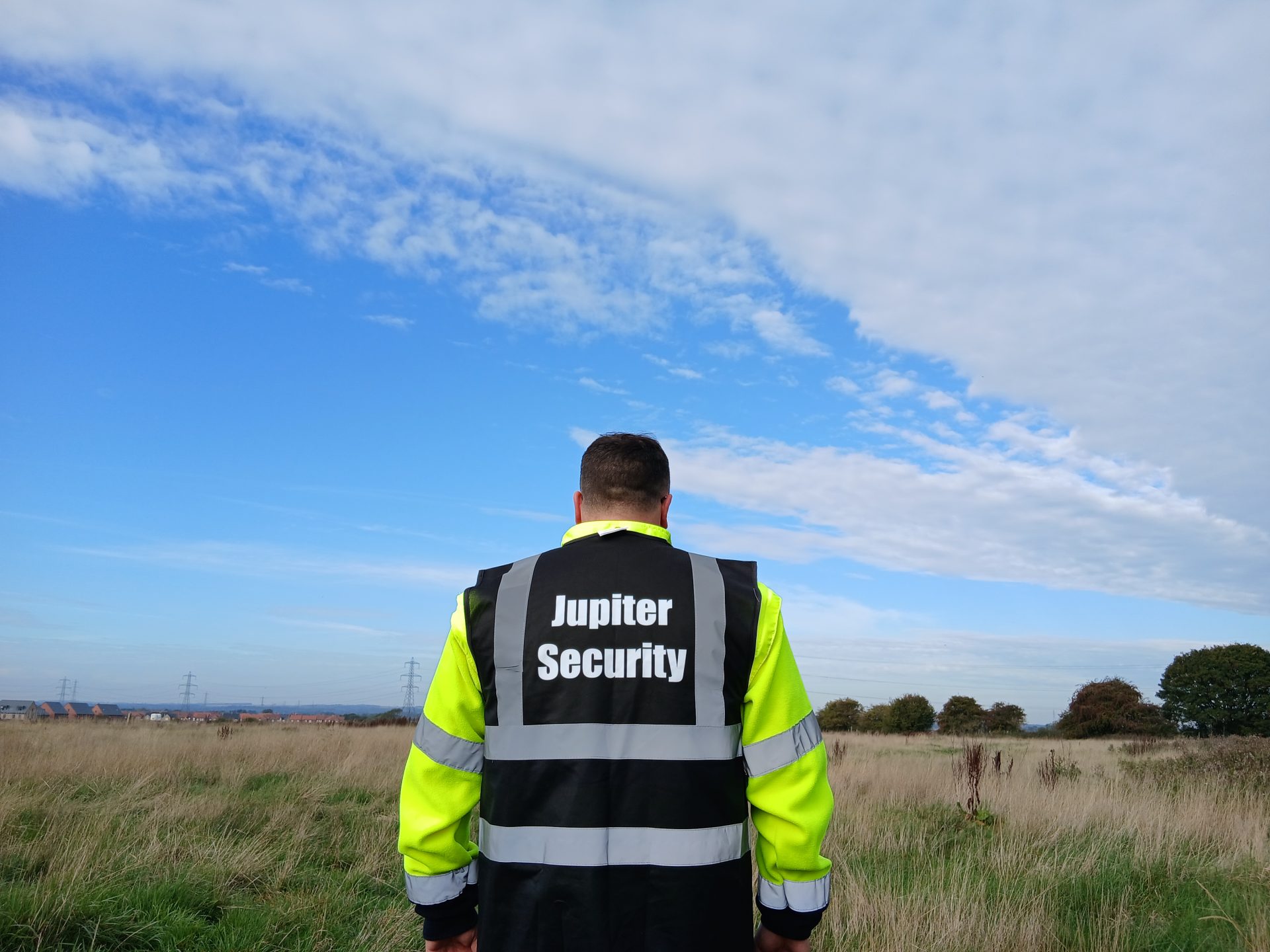 Security guard by modern park